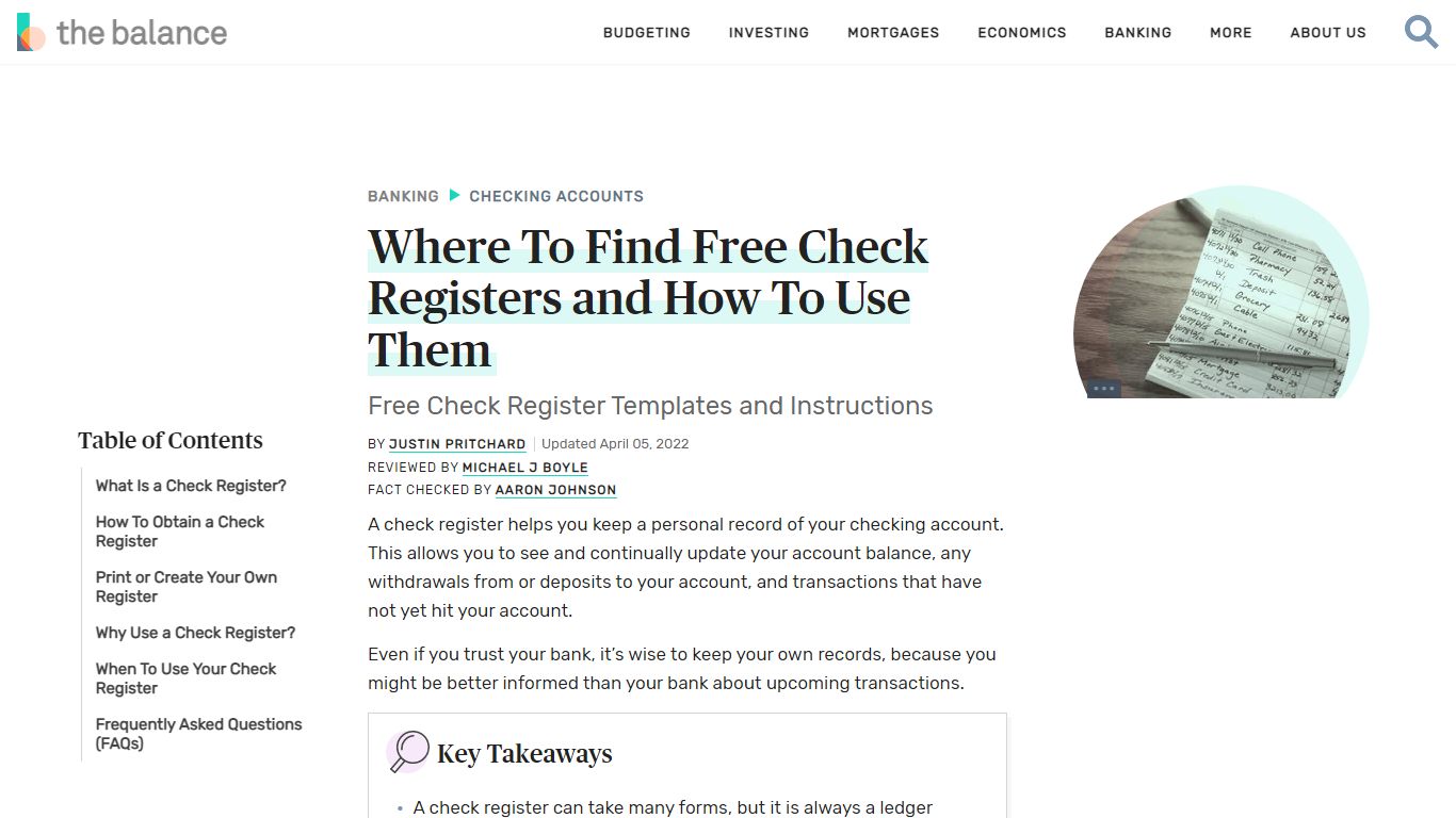 Where To Find Free Check Registers and How To Use Them - The Balance